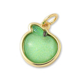 Apfel-Anhänger • Vergoldet • Hellgrün • 13 x 11.5 mm