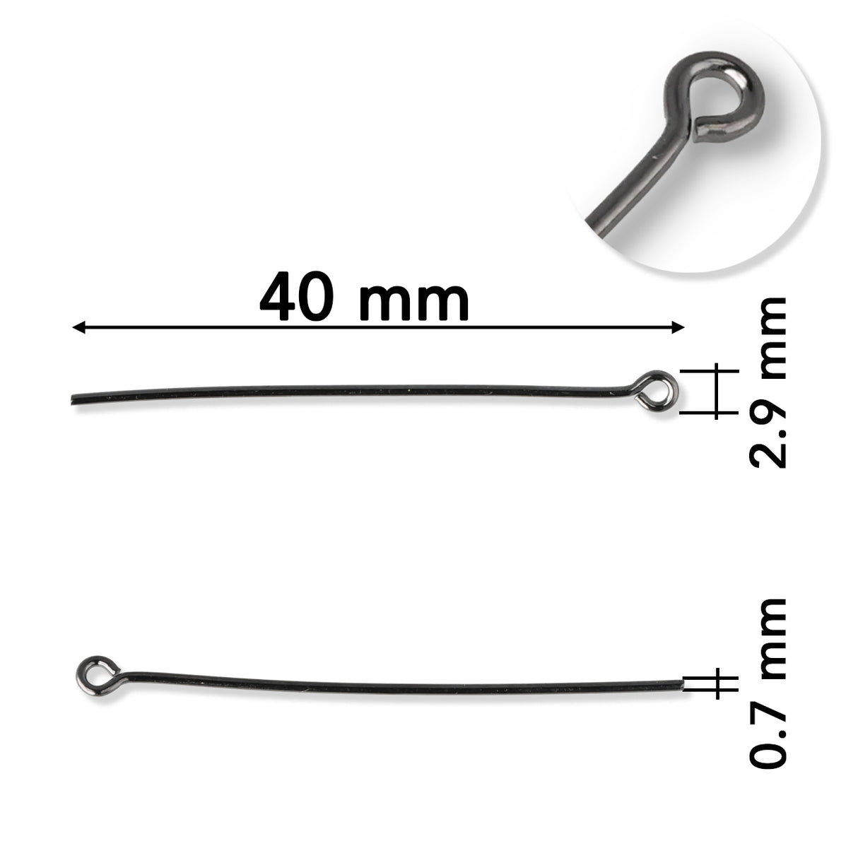 Clous tête oeillet • 40 mm • Couleur Gunmetal