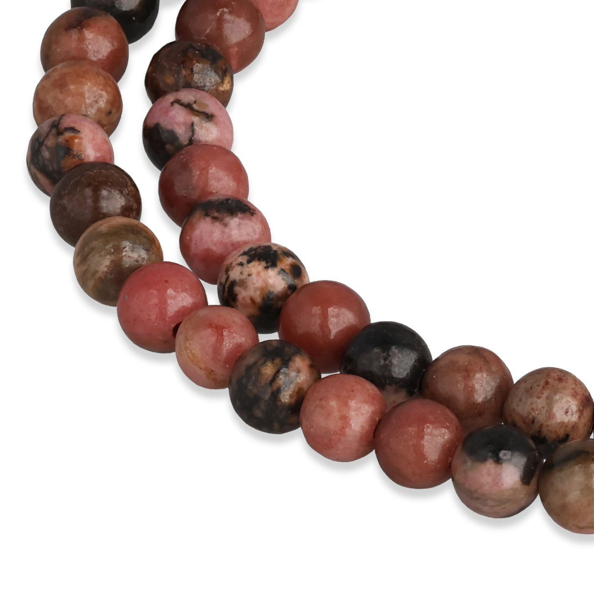 Perles de rhodonite avec matrice · rondes · 4 mm