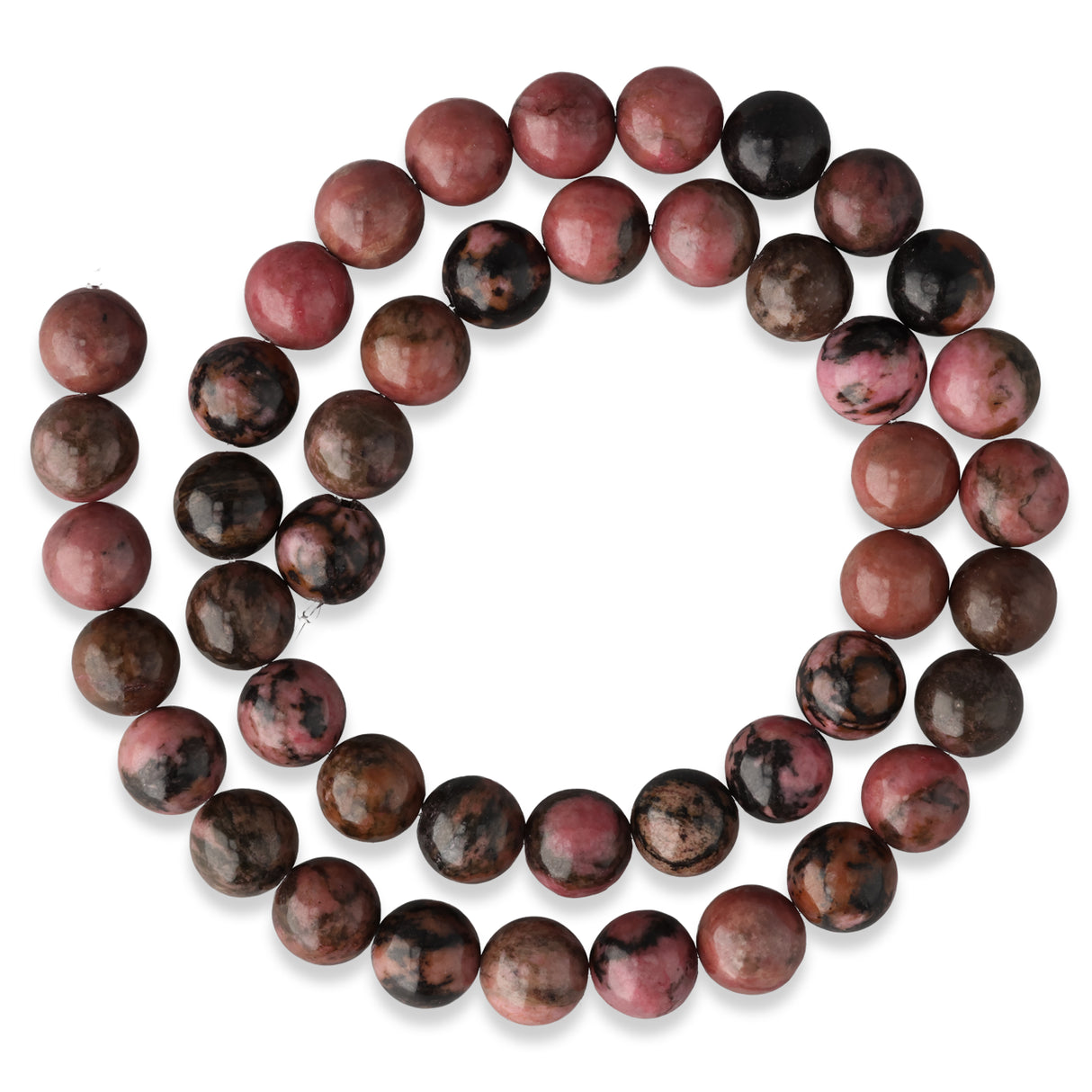 Perles de rhodonite avec matrice · rondes · 8 mm