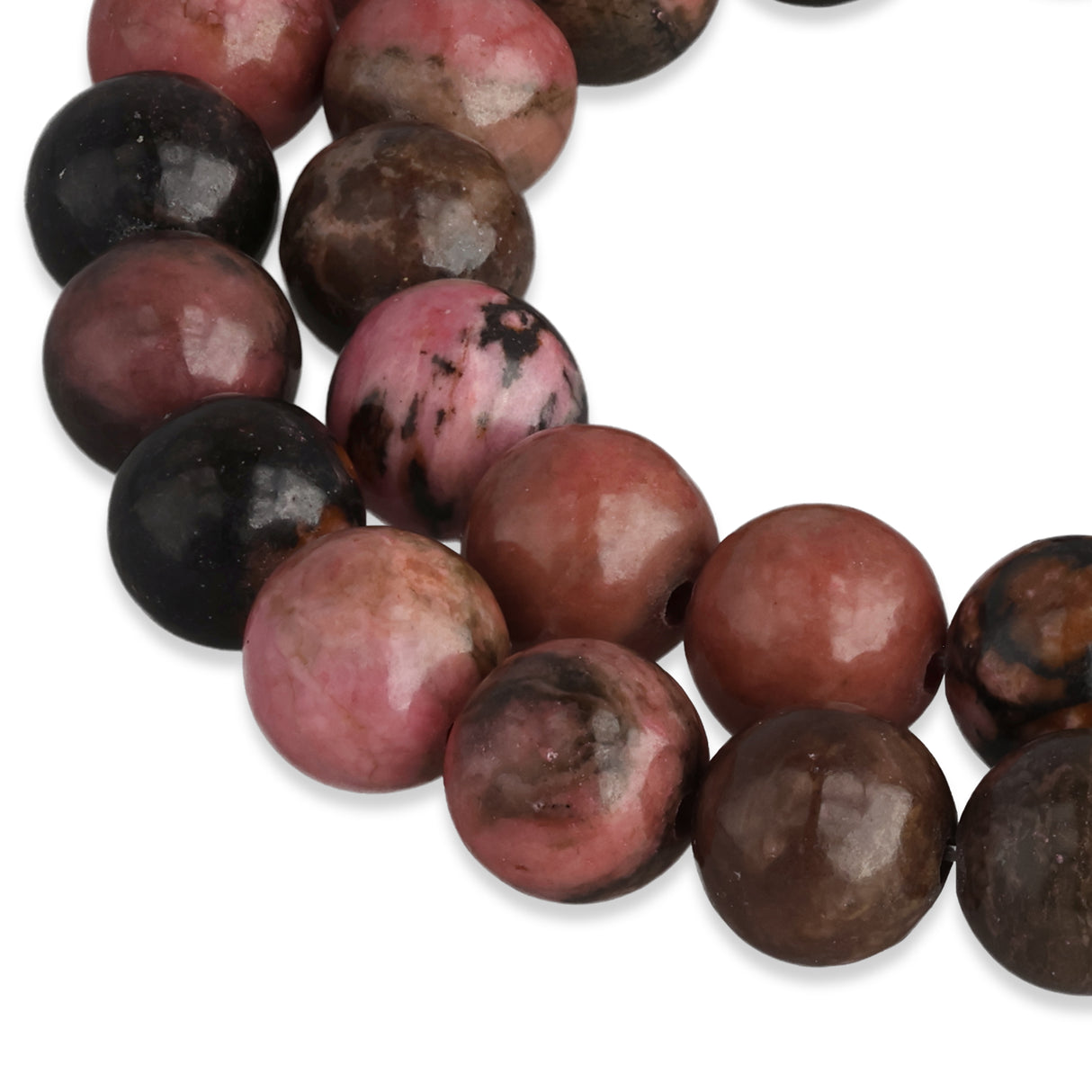 Perles de rhodonite avec matrice · rondes · 8 mm