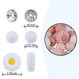 Set di perline floreali – Margherite, edizione Rosé, 79 pezzi