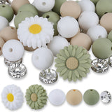 Set di perline floreali – Margherite, edizione Verde Salvia, 79 pezzi