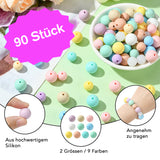 Set de perles en silicone Pastel – 90 pièces, 9 couleurs