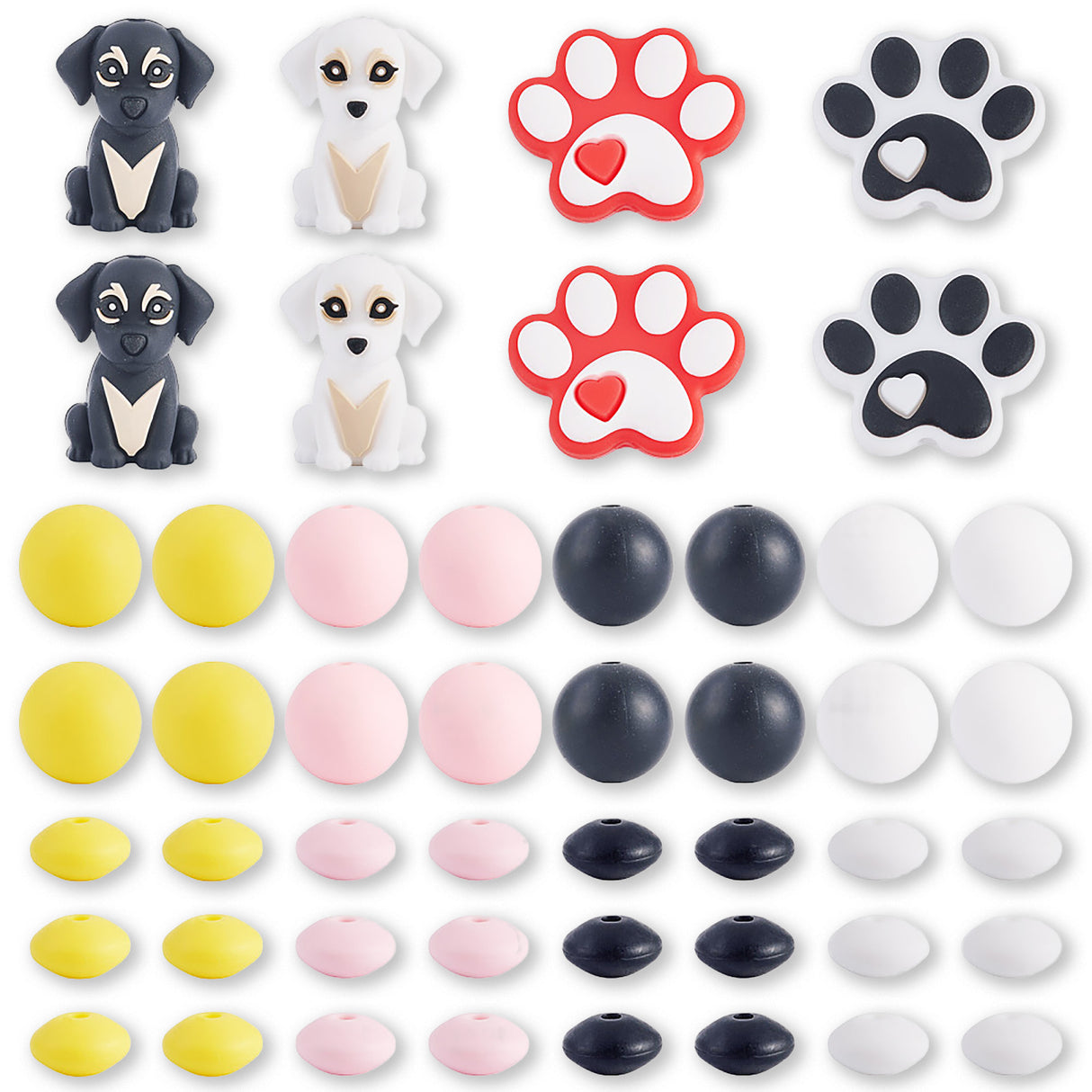Hunde-Perlenset – Pfötchen & Welpen, 52-teilig