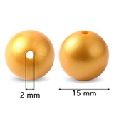 Perles en silicone rondes, Or, 15 mm