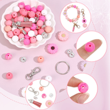 Schlüsselanhänger DIY-Set – Gänseblümchen, Hot Pink, 89-teilig + Faden