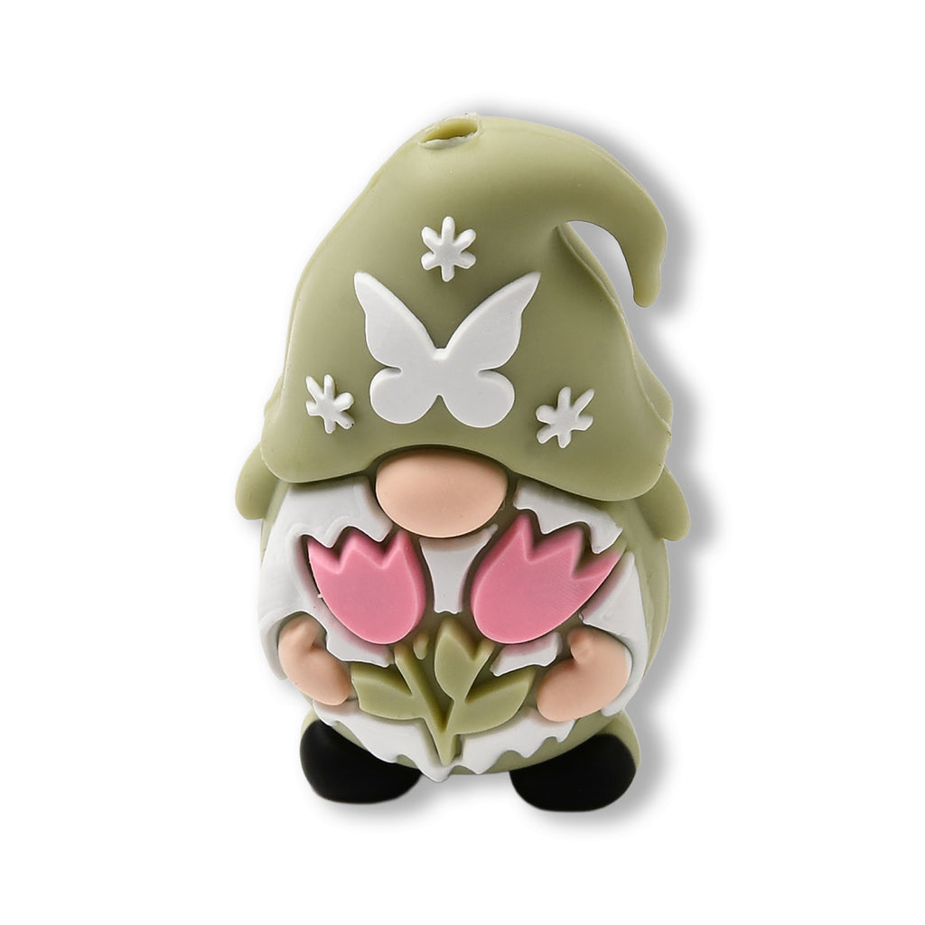 Perlina Focale Gnomo • Perlina in Silicone 3D con Farfalla e Tulipani