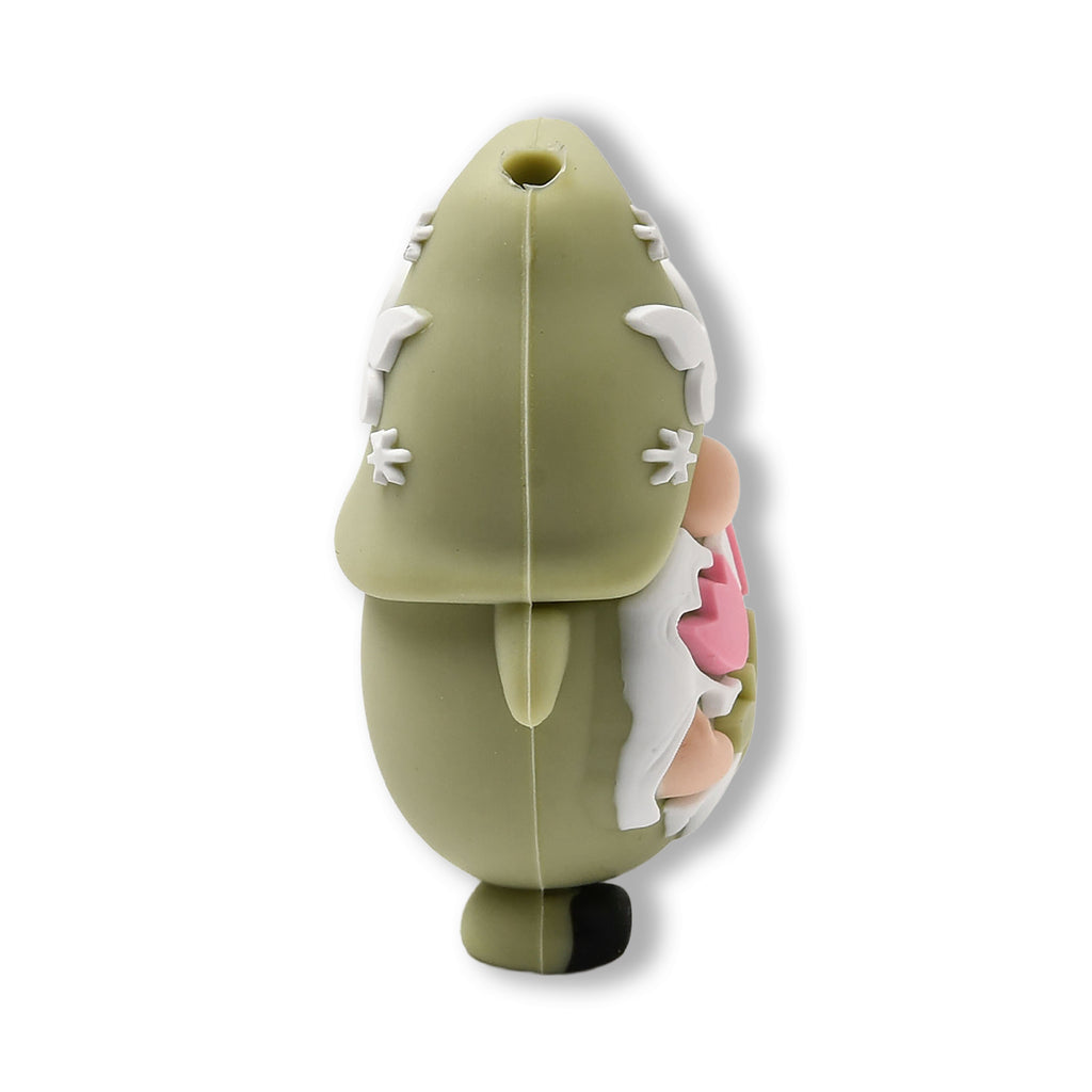 Perlina Focale Gnomo • Perlina in Silicone 3D con Farfalla e Tulipani