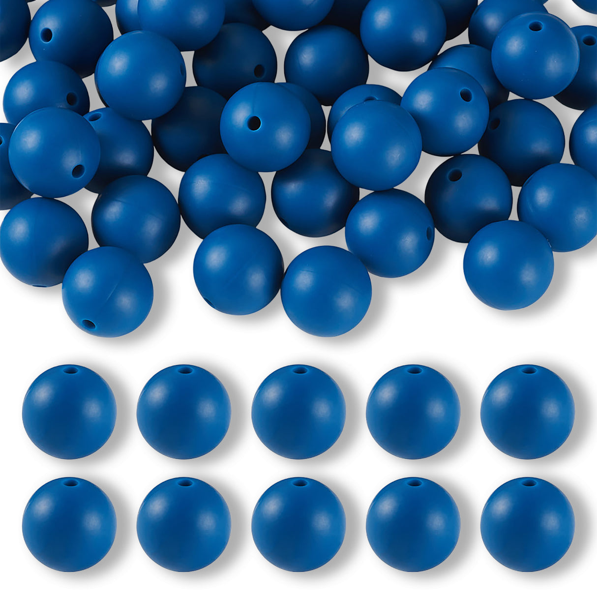 Silikon-Perle Rund • Marine Blue, 15mm