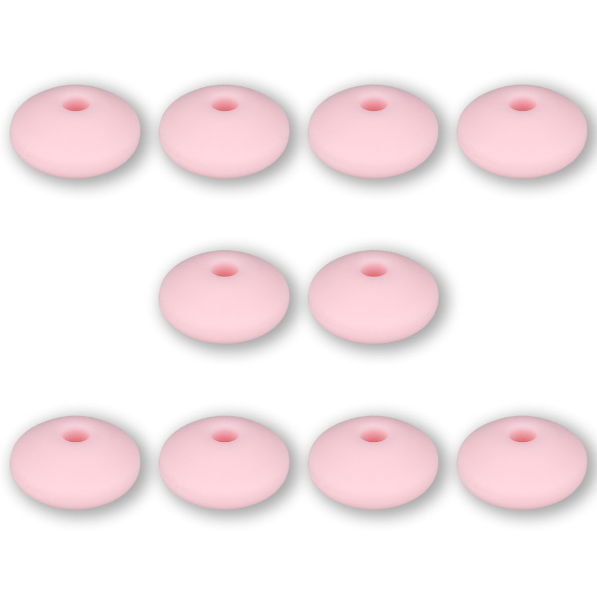 Perle en Silicone Rondelle • Pink, 12x6-7mm