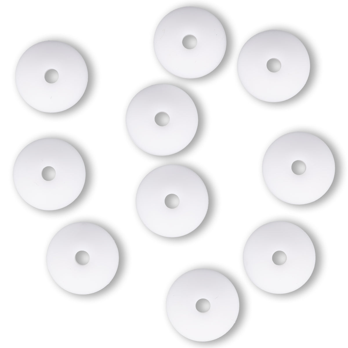 Perle en Silicone Rondelle • Blanc, 12x6-7mm