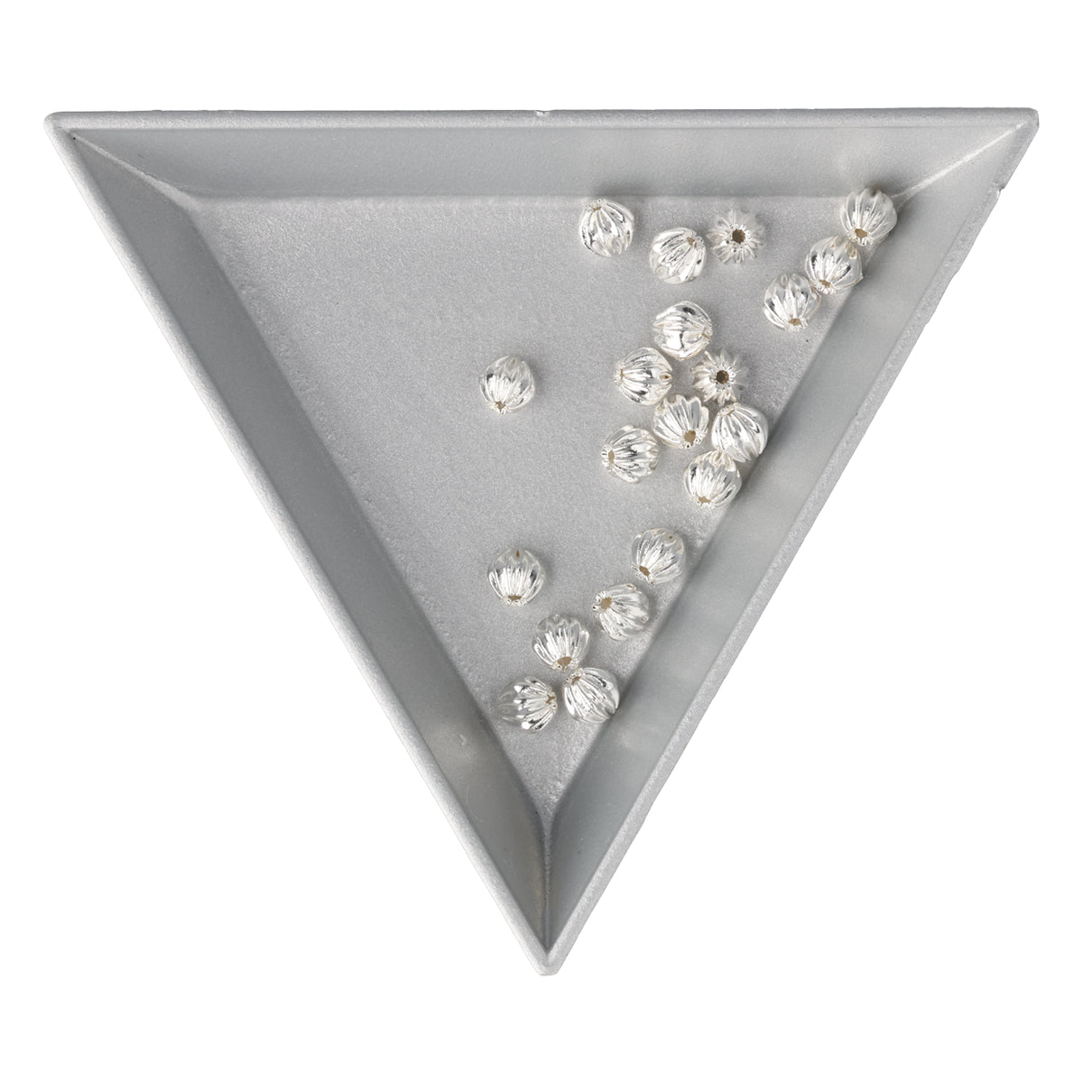 Perlina rotonda ondulata in metallo ∅ ca. 4 mm - argentato (20 pezzi)