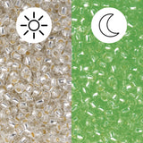 Rocailles-Perlen Toho 11/0 • Glow in the Dark • Silver-Lined Crystal/Glow Green