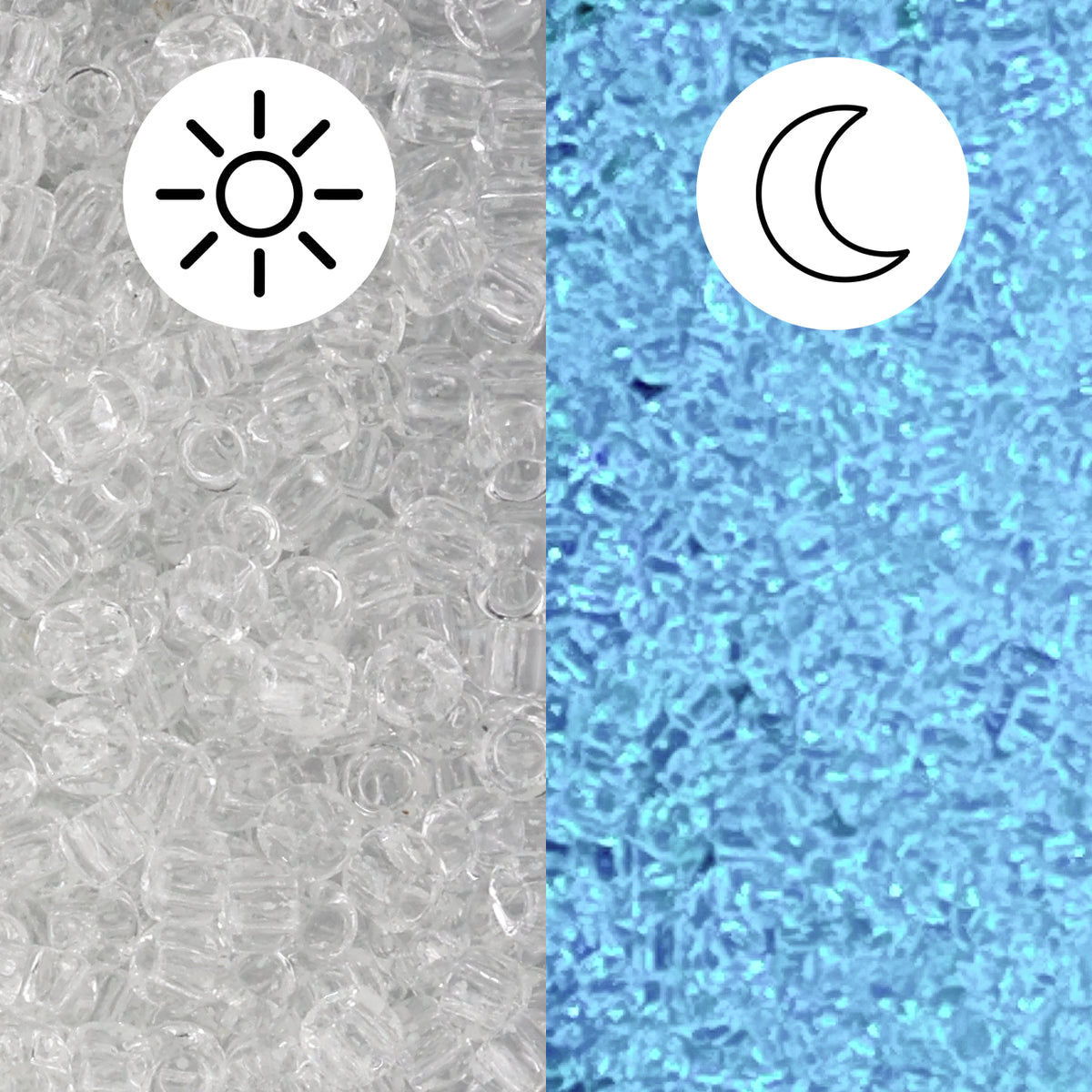 Rocailles-Perlen Toho 11/0 • Glow in the Dark • Crystal/Glow Blue