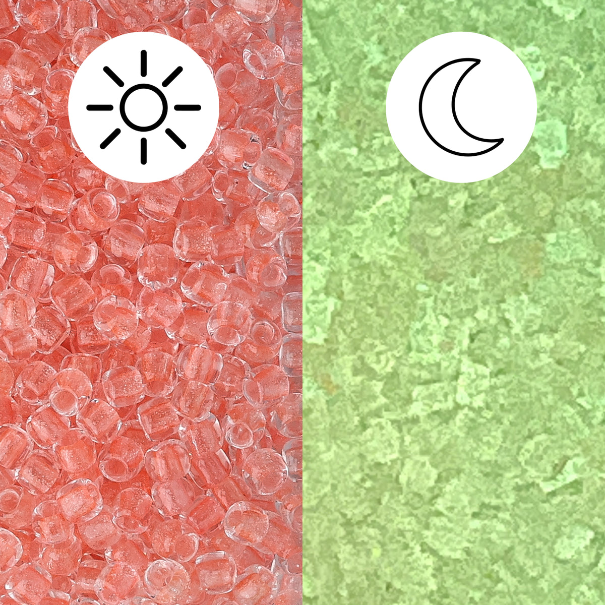 Rocailles-Perlen Toho 11/0 • Glow in the Dark • Pink/Yellow Green