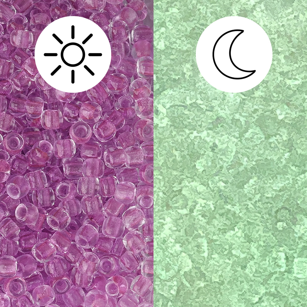 Rocailles-Perlen Toho 11/0 • Glow in the Dark • Dark Pink/Green Pink