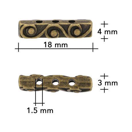 Abstandshalter – Spacer Perlen mit 3 Löcher - PerlineBeads