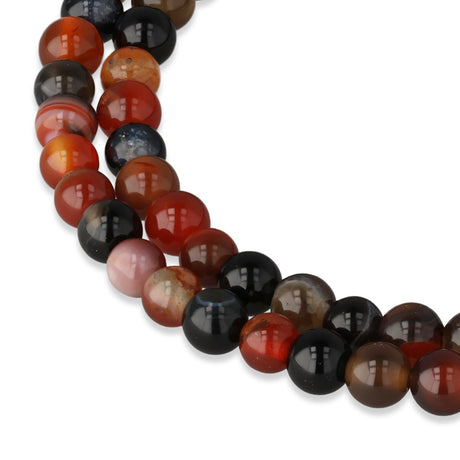 Achat Perlen mehrfarbig – Rot/Schwarz · rund · 4 mm - PerlineBeads SA