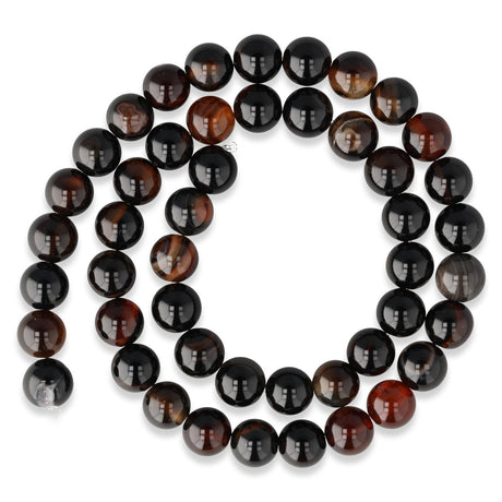 Achat Perlen mehrfarbig – Rot/Schwarz · rund · 8 mm - PerlineBeads SA