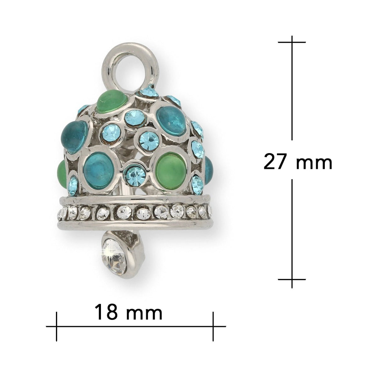 Anhänger “Glocke" - Farbe Silber/Blau/Grün - PerlineBeads SA