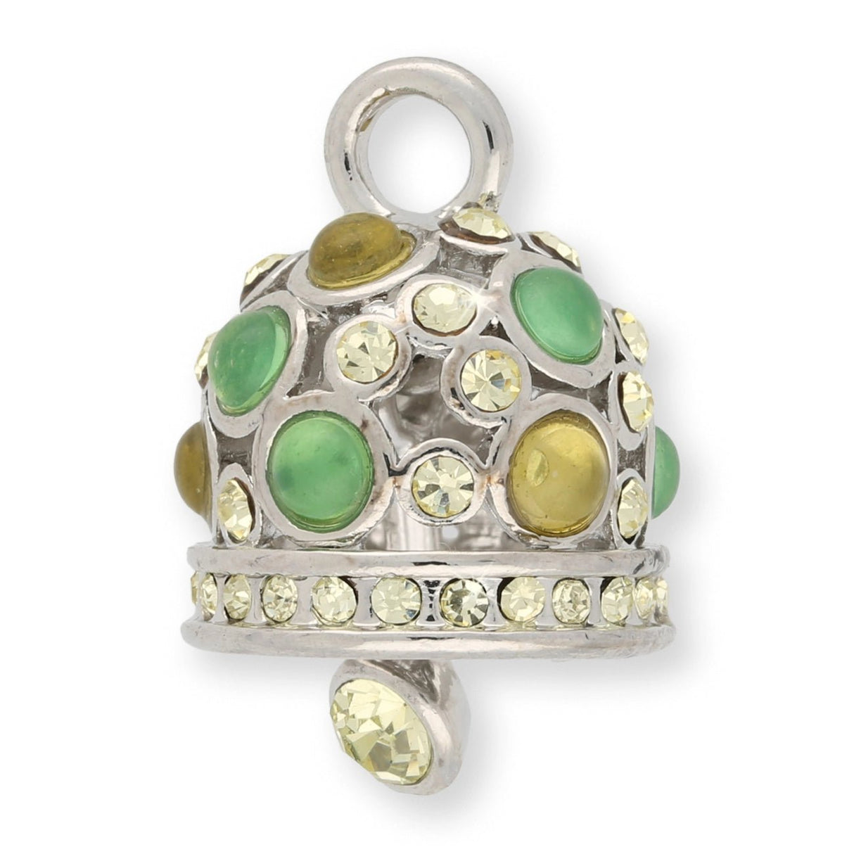 Anhänger “Glocke" - Farbe Silber/Gelb/Grün - PerlineBeads SA
