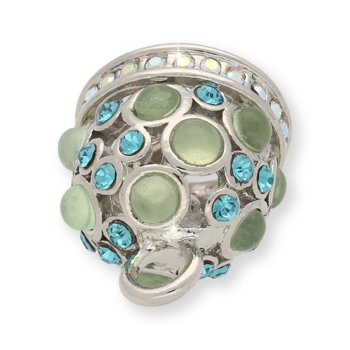 Anhänger “Glocke" - Farbe Silber/Grün/Türkis - PerlineBeads SA