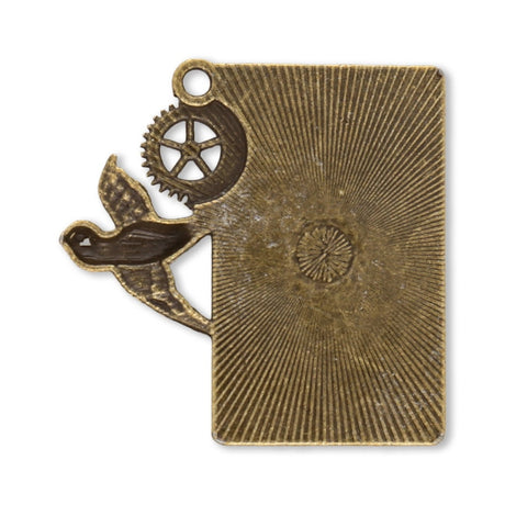Anhänger Steampunk «Uhr und Schwalbe» - Bronze antik - PerlineBeads SA