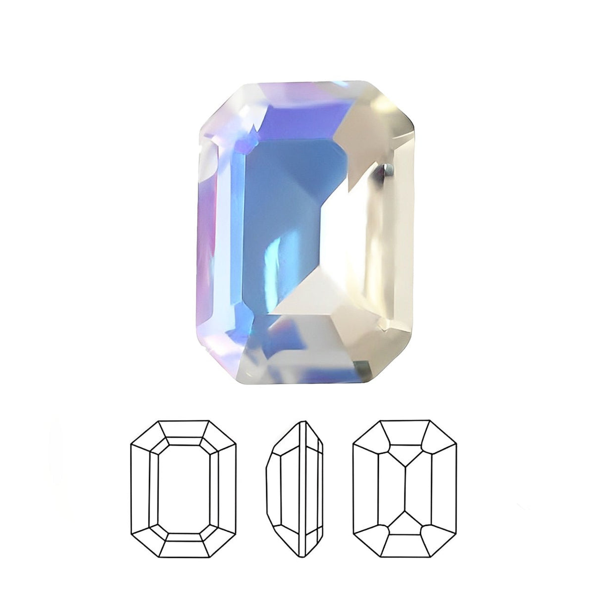 AURORA A4610 Step Cut Octagon 13x18 mm - Crystal Shimmer - PerlineBeads SA