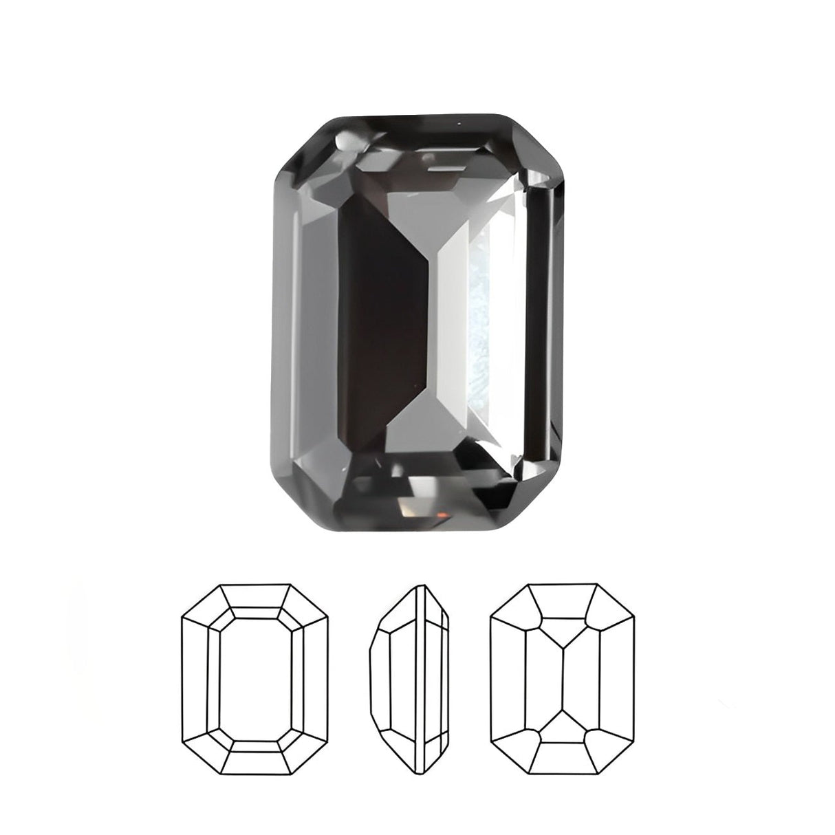 AURORA A4610 Step Cut Octagon 14x10 mm - Black Diamond - PerlineBeads SA