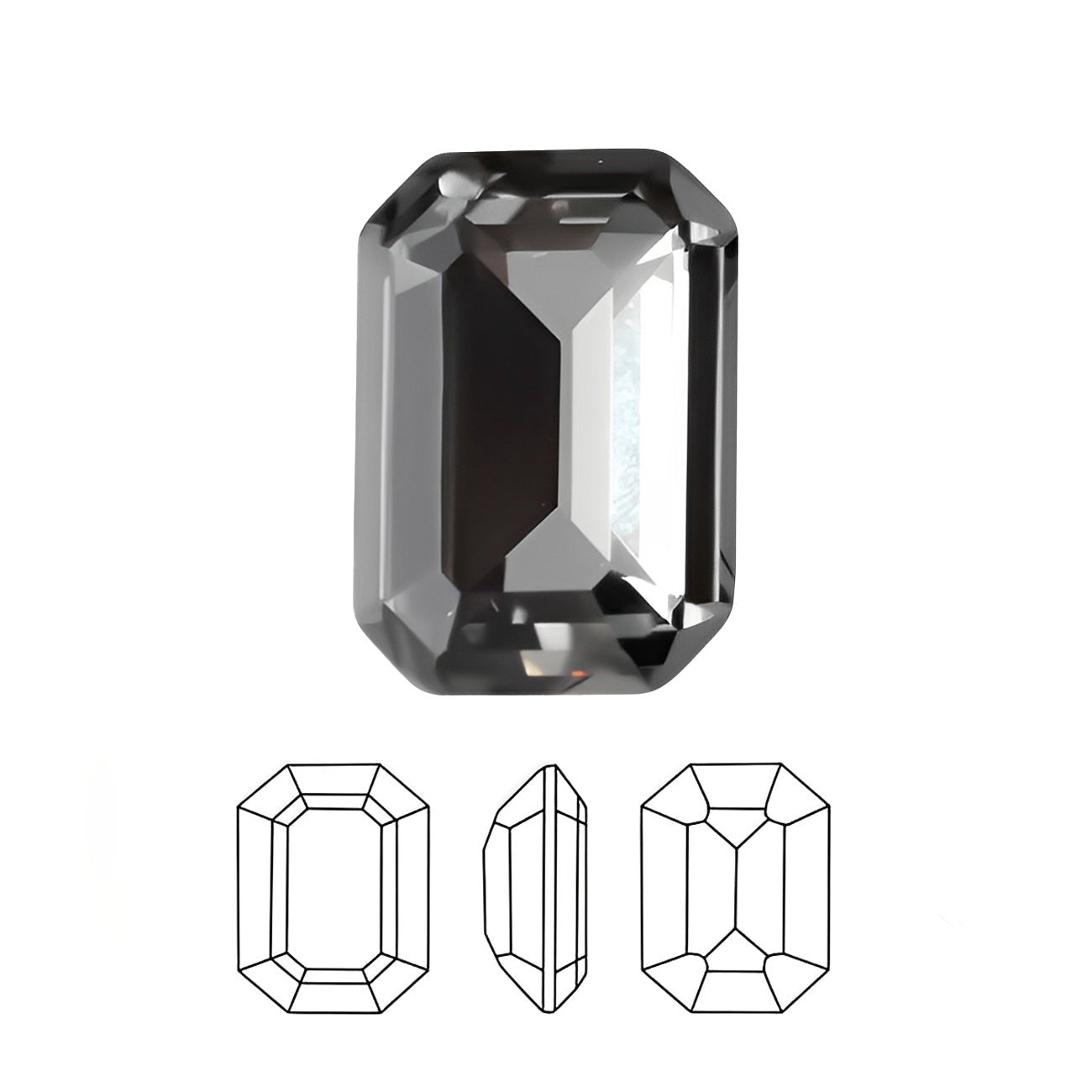 AURORA A4610 Step Cut Octagon 14x10 mm - Black Diamond - PerlineBeads SA