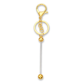 Bastel-Schlüsselanhänger Stab • befüllbar • Farbe Gold • 15.5cm - PerlineBeads SA