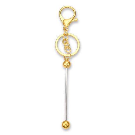 Bastel-Schlüsselanhänger Stab • befüllbar • Farbe Gold • 15.5cm - PerlineBeads SA