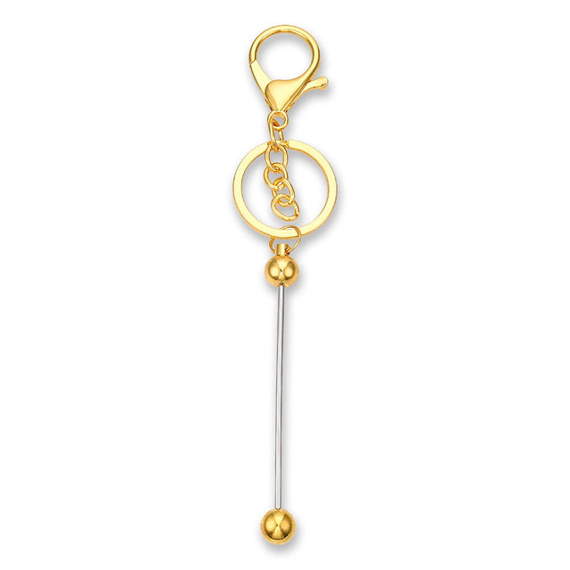 Bastel-Schlüsselanhänger Stab • befüllbar • Farbe Gold • 15.5cm - PerlineBeads SA