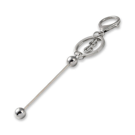 Bastel-Schlüsselanhänger Stab • befüllbar • Farbe Platin • 15.5cm - PerlineBeads SA