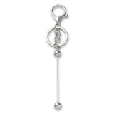 Bastel-Schlüsselanhänger Stab • befüllbar • Farbe Platin • 15.5cm - PerlineBeads SA