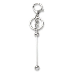Bastel-Schlüsselanhänger Stab • befüllbar • Farbe Platin • 15.5cm - PerlineBeads SA