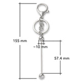Bastel-Schlüsselanhänger Stab • befüllbar • Farbe Platin • 15.5cm - PerlineBeads SA