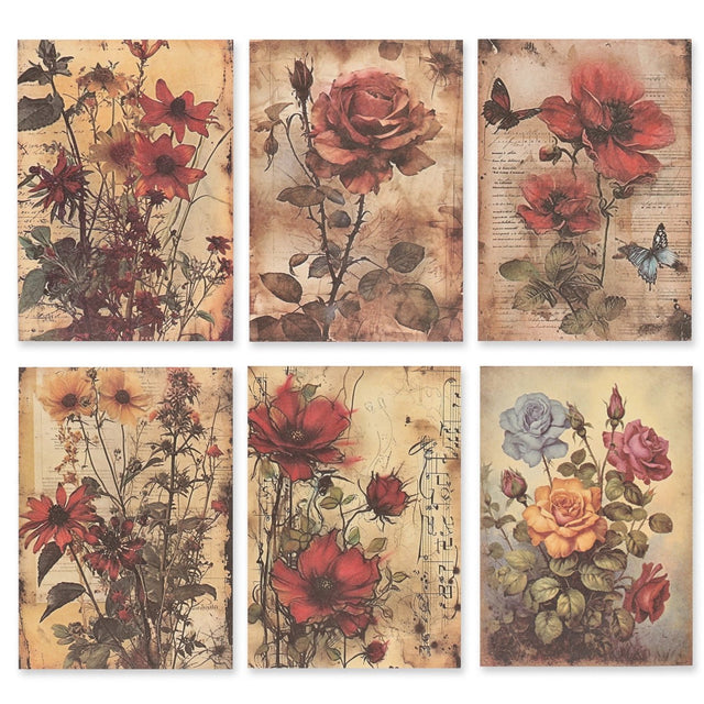 Bedrucktes Scrapbooking Papier | „Brilliant Flower“ | 30 - teiliges Set - PerlineBeads SA