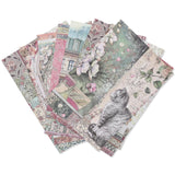 Bedrucktes Scrapbooking Papier | „Vintage Romance“ | 8 - teiliges Set - PerlineBeads SA