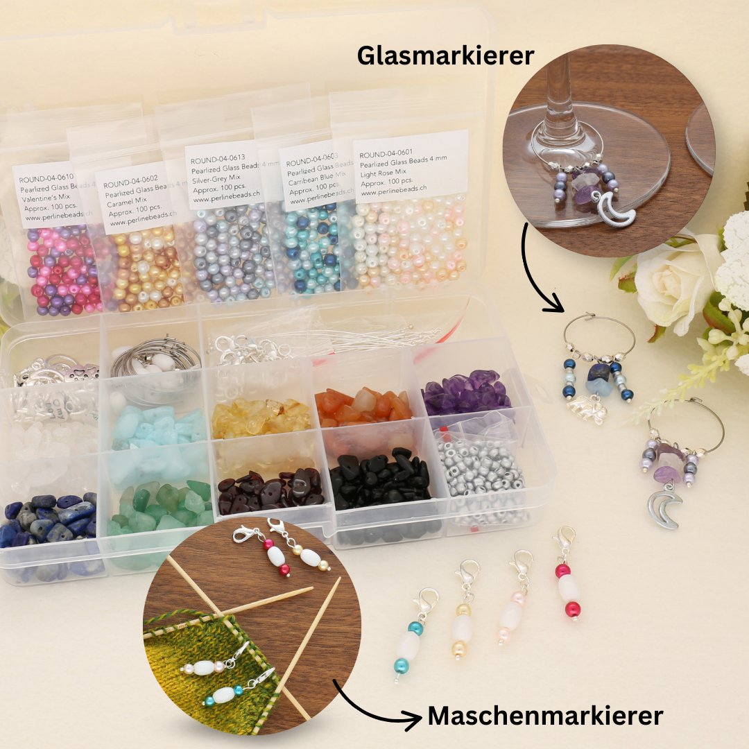 Black Friday Deal Nr. 2 - DIY - Bastelbox: Glas - u. Maschenmarkierer - PerlineBeads SA