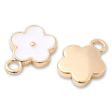 Blüten Charm Anhänger • 18K vergoldet • Emaille weiss • 9 x 11.5 mm - PerlineBeads SA