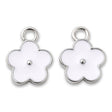 Blüten Charm Anhänger • platiniert • Emaille weiss • 9 x 11.5 mm - PerlineBeads SA