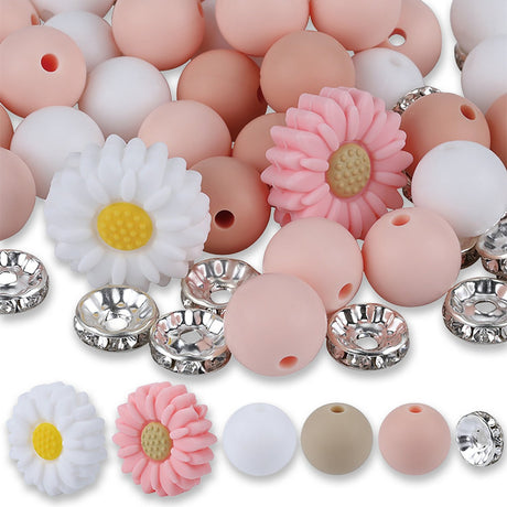 Blütenzauber Perlenset – Gänseblümchen, Rosé-Edition, 79-teilig - PerlineBeads SA