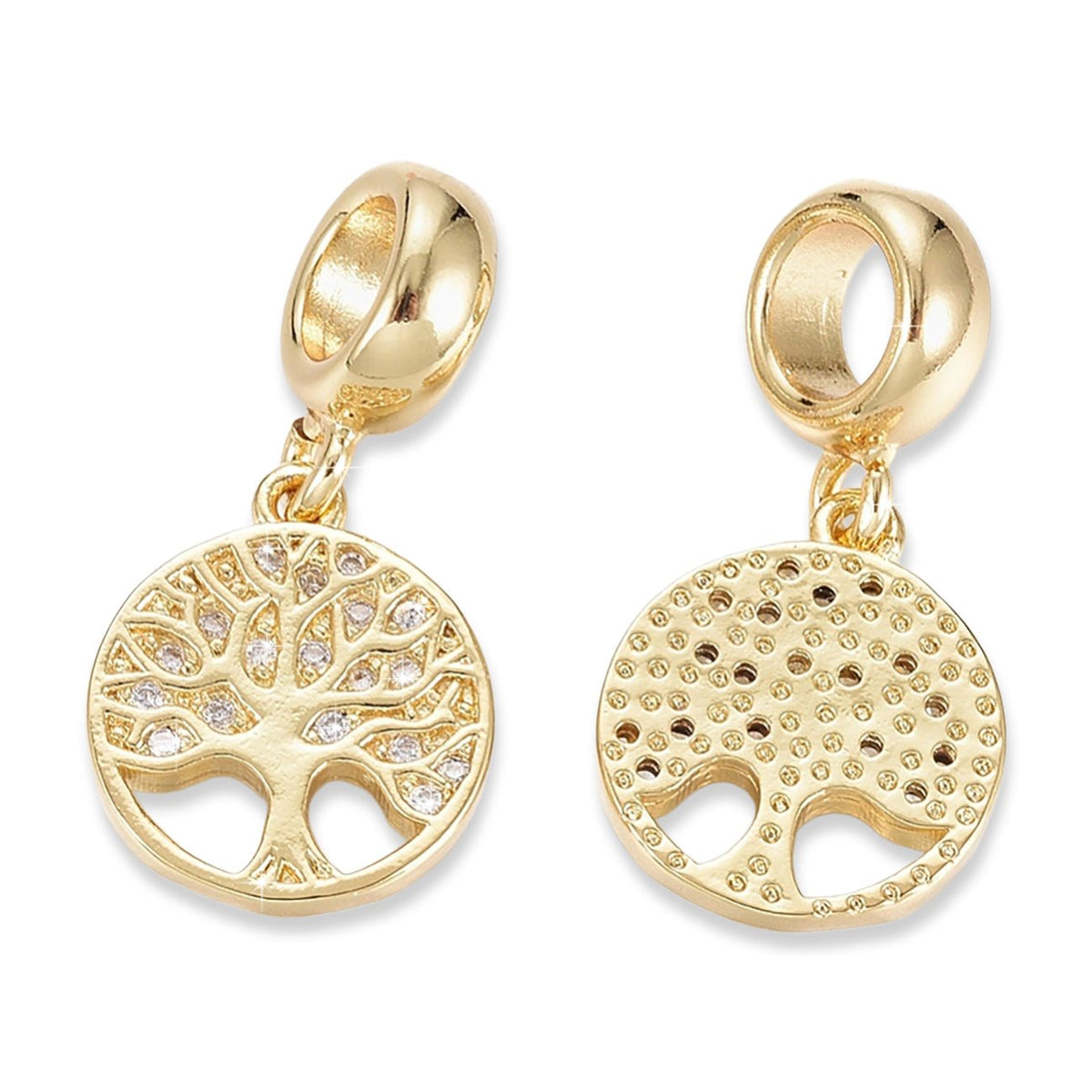 Charm-Anhänger Baum des Lebens mit Zirkonia, Farbe Gold - PerlineBeads SA