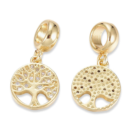 Charm-Anhänger Baum des Lebens mit Zirkonia, Farbe Gold - PerlineBeads SA