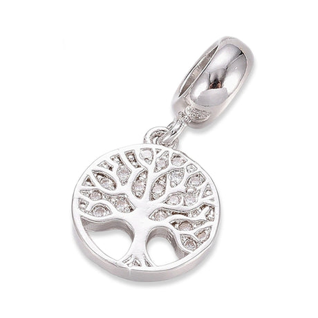 Charm-Anhänger Baum des Lebens mit Zirkonia, Farbe Platin - PerlineBeads SA
