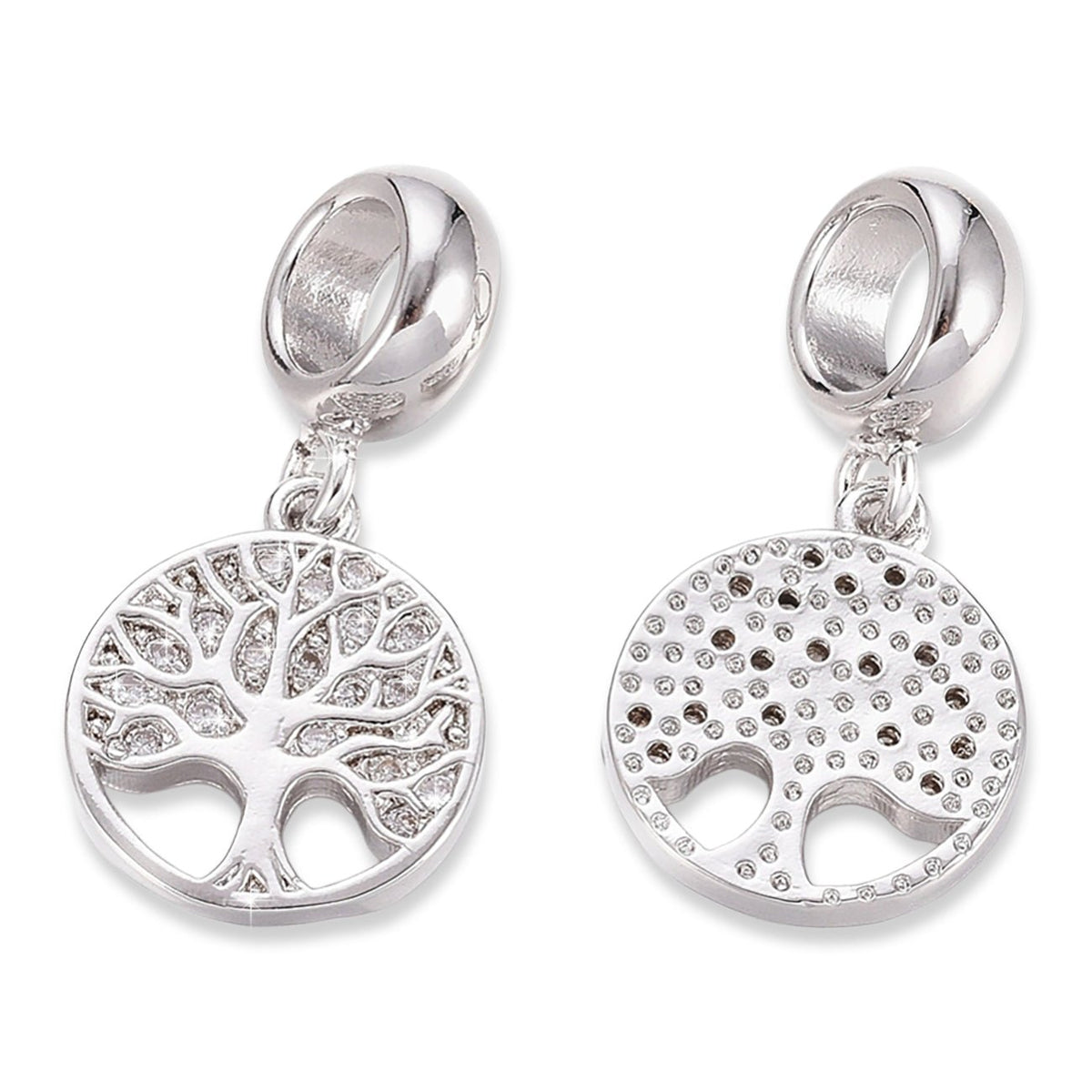 Charm-Anhänger Baum des Lebens mit Zirkonia, Farbe Platin - PerlineBeads SA