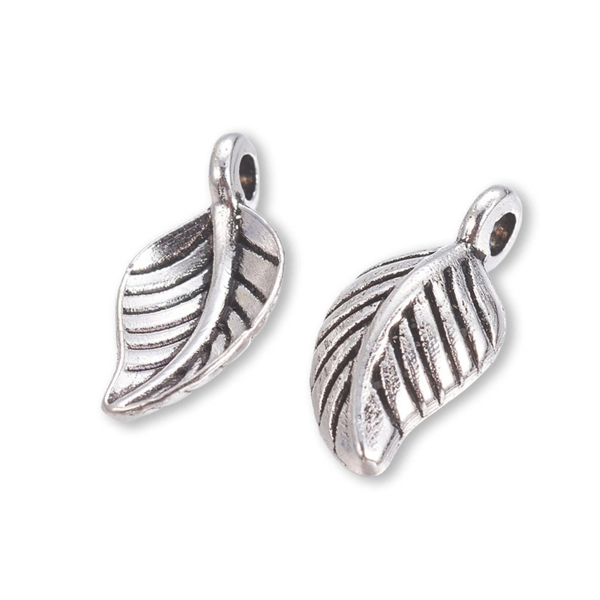 Charm - Anhänger Blatt, Farbe antik Silber - PerlineBeads SA