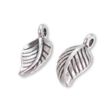 Charm - Anhänger Blatt, Farbe antik Silber - PerlineBeads SA